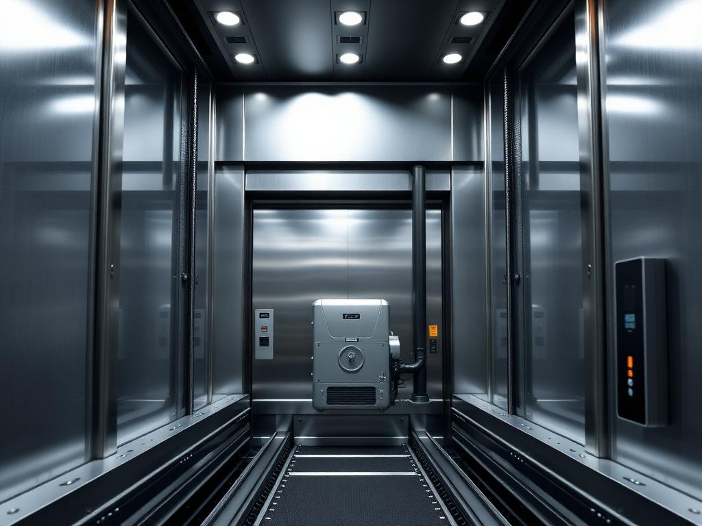 Machine room less elevator shaft with compact traction machine