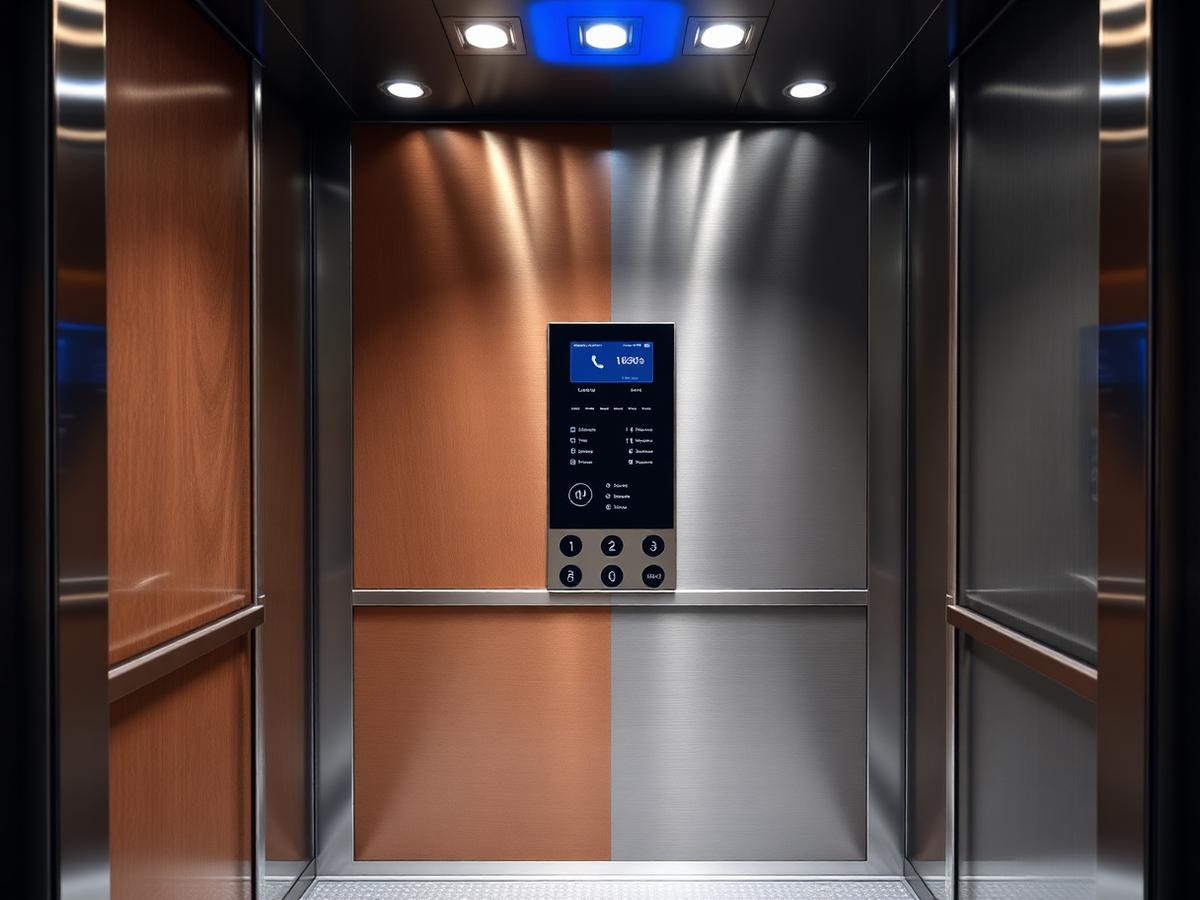 Modernised elevator cabin interior with a new control panel